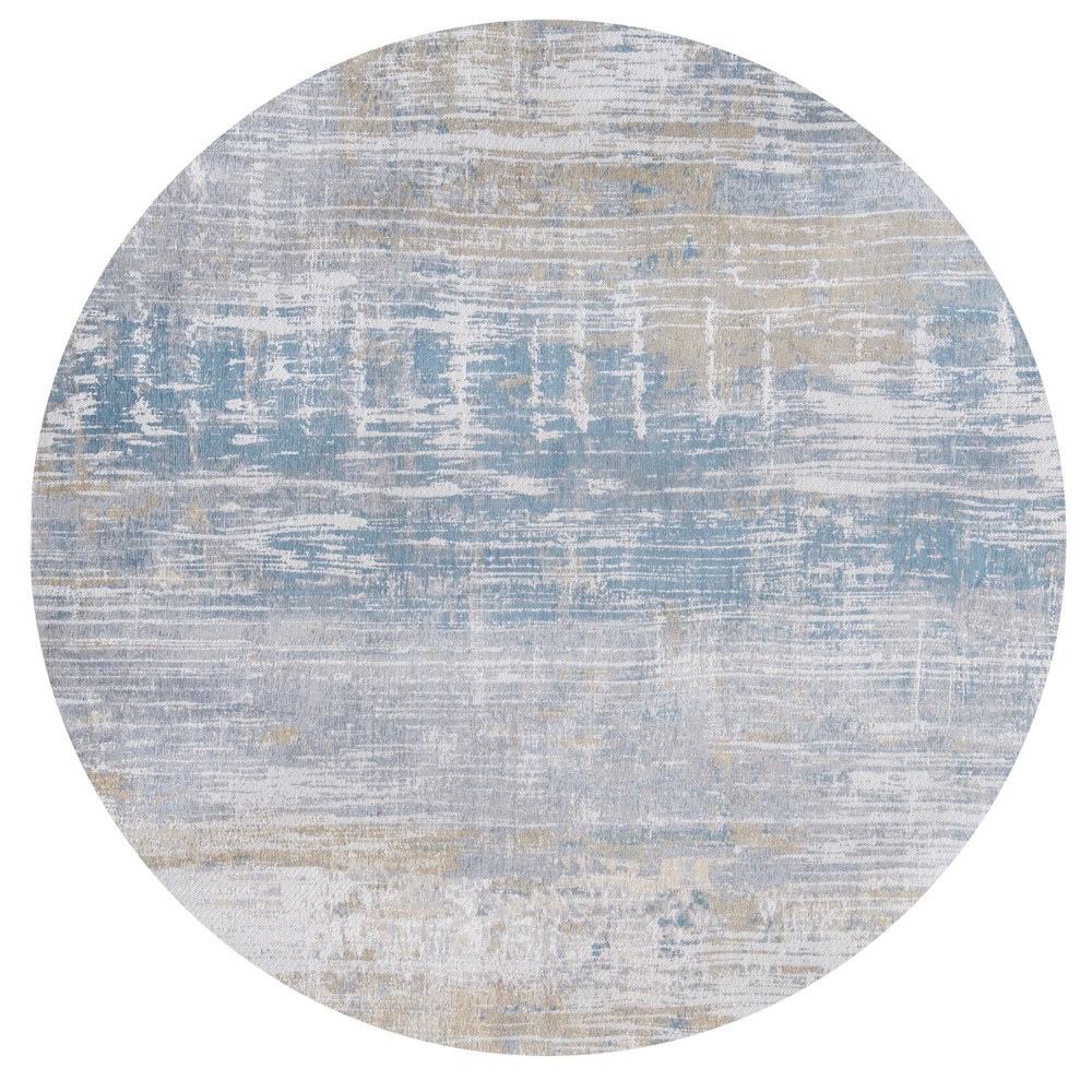 Louis De Poortere Atlantic Streaks 8718 Circle Rugs in Long Island Blue